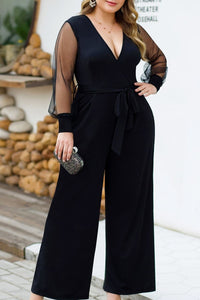 Mesh Bishop Sleeve Jumpsuit Plus