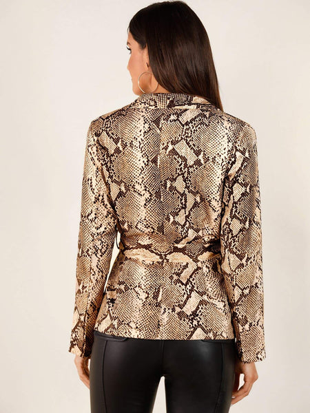 Fitted Snakeskin Tied Jacket