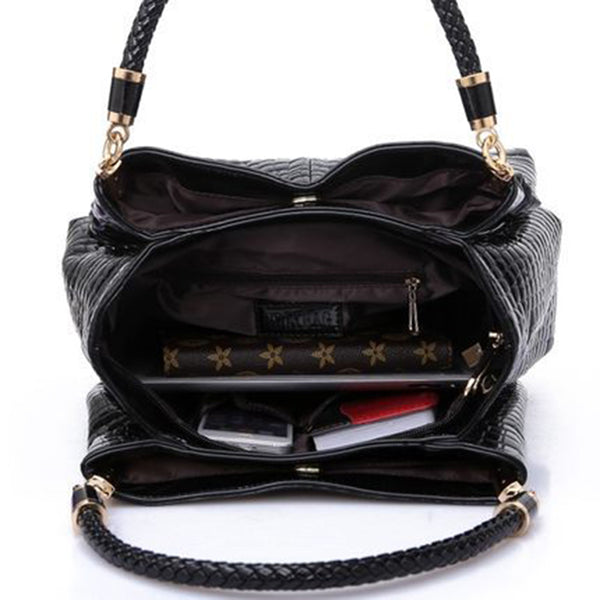 Faux Crocodile Patterned Handbag