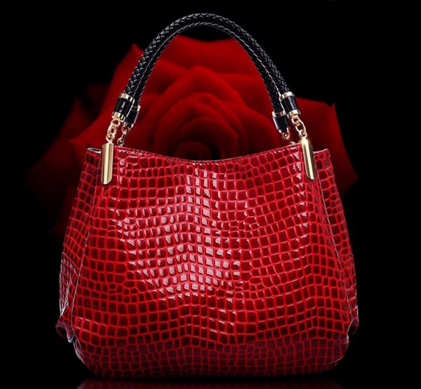 Faux Crocodile Patterned Handbag