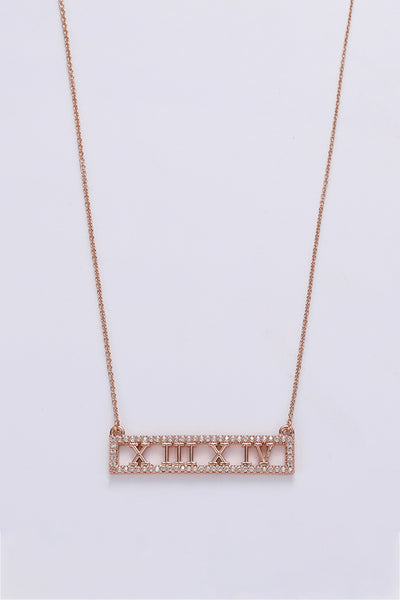 Inlaid Cubic Zirconia Bar Pendant Necklace