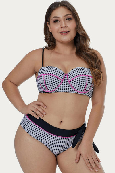 Tartan Printed Plus Size Bikini Set