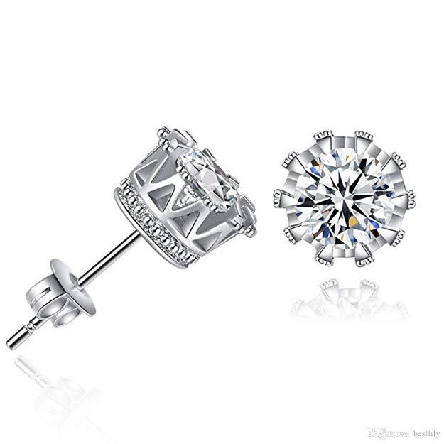 Pave Halo Round Princess Stud Earring Embellished