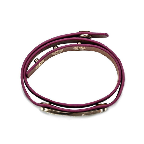 Luxe Leather Bracelet- Berry