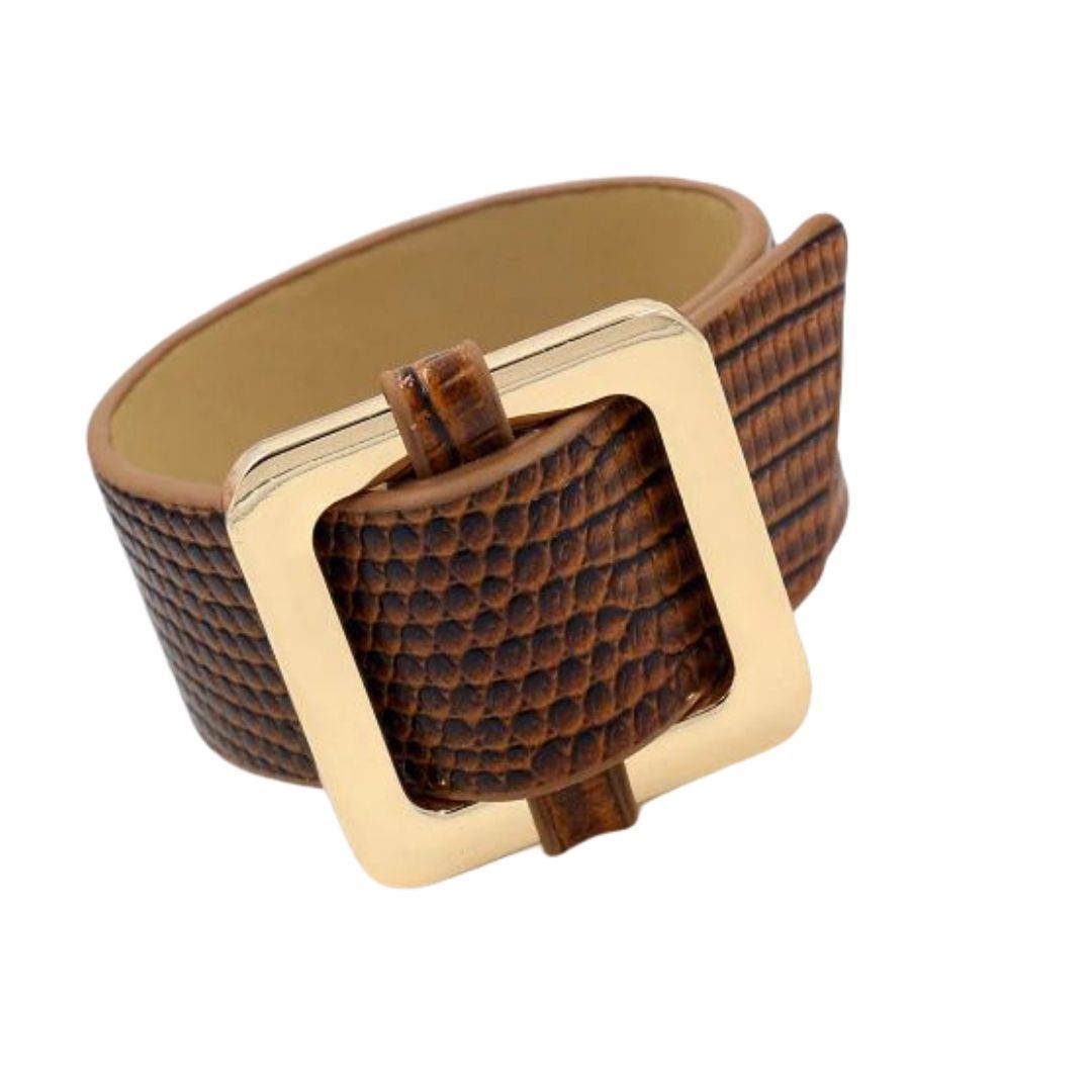 Square Lock Bracelet -Coffee