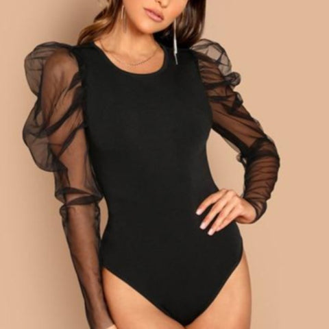 Mesh Gigot Sleeve Bodysuit