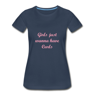 Girls Want Curls Premium Organic T-Shirt - navy