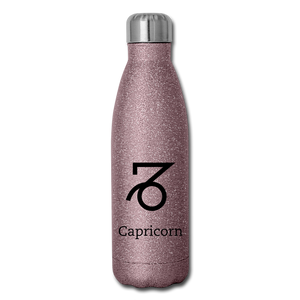 Insulated Stainless Steel Water Bottle - Capricorn - pink glitter