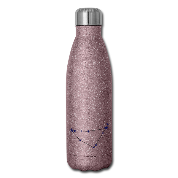 Insulated Stainless Steel Water Bottle - Capricorn - pink glitter