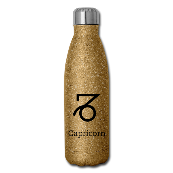 Insulated Stainless Steel Water Bottle - Capricorn - gold glitter