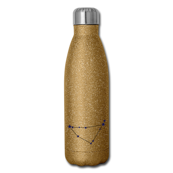 Insulated Stainless Steel Water Bottle - Capricorn - gold glitter