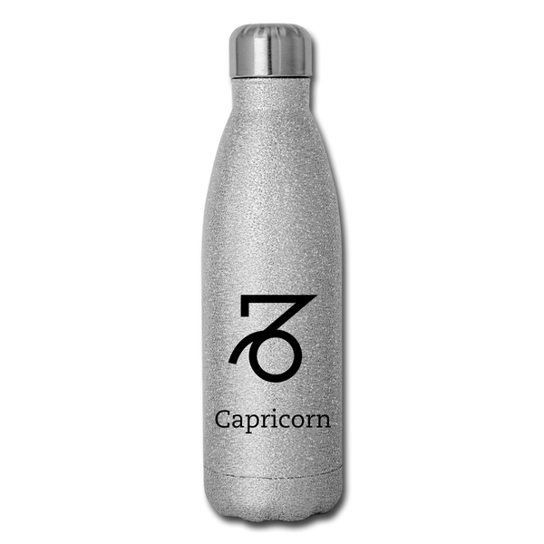 Insulated Stainless Steel Water Bottle - Capricorn - silver glitter