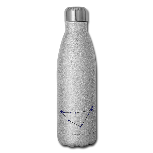 Insulated Stainless Steel Water Bottle - Capricorn - silver glitter