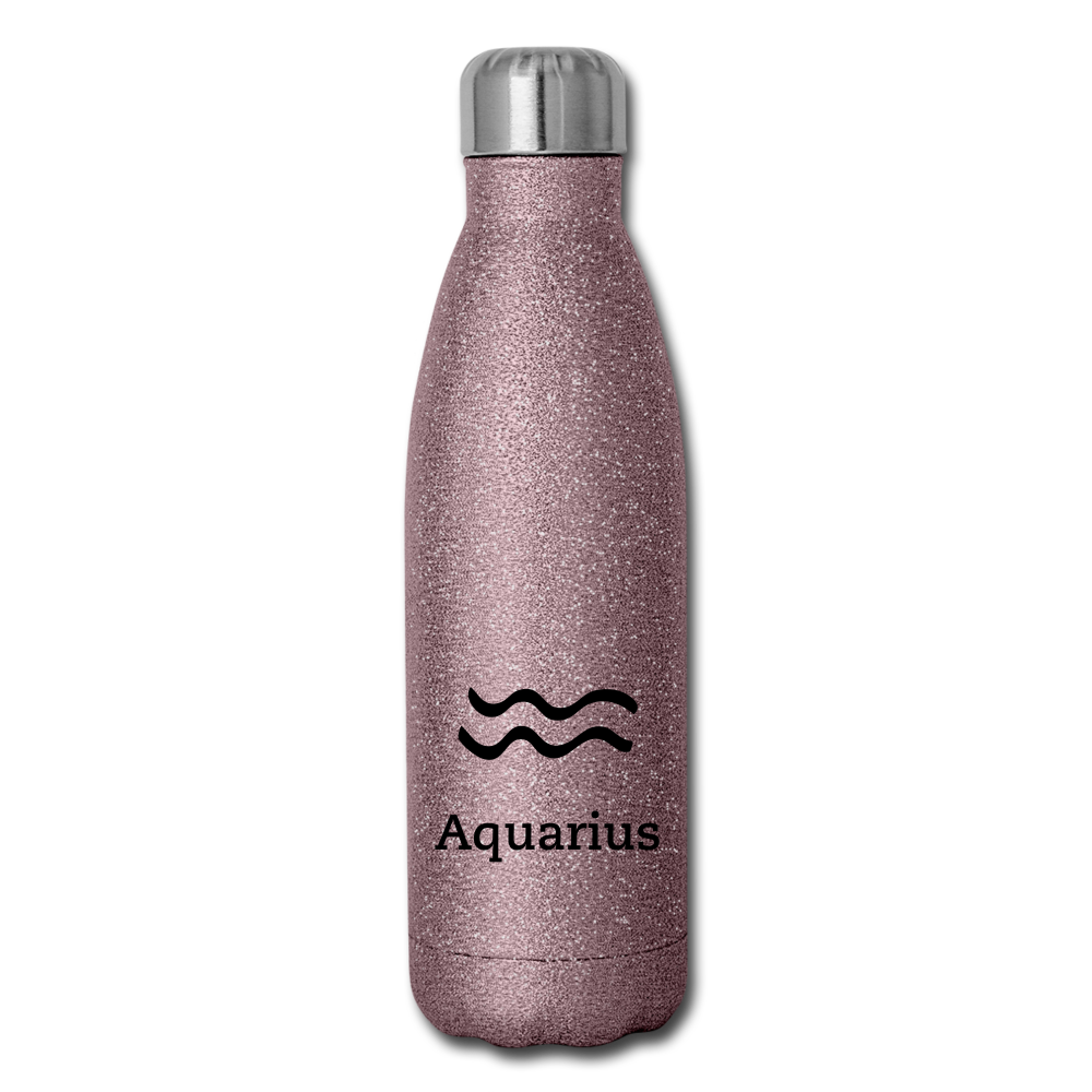 Insulated Stainless Steel Water Bottle - Aquarius - pink glitter