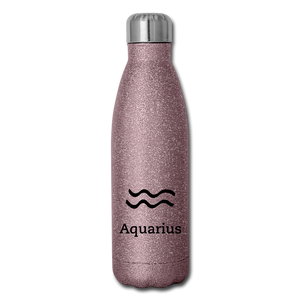 Insulated Stainless Steel Water Bottle - Aquarius - pink glitter