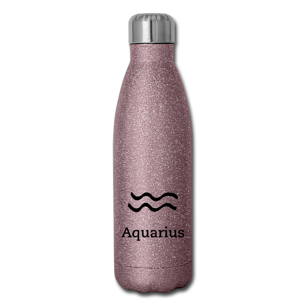 Insulated Stainless Steel Water Bottle - Aquarius - pink glitter