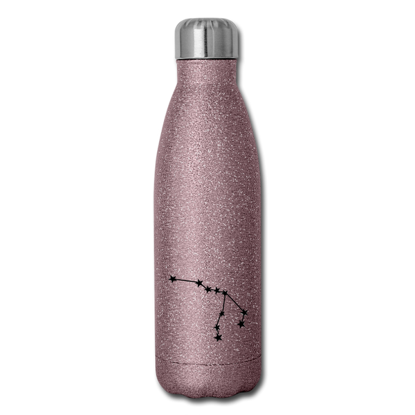 Insulated Stainless Steel Water Bottle - Aquarius - pink glitter