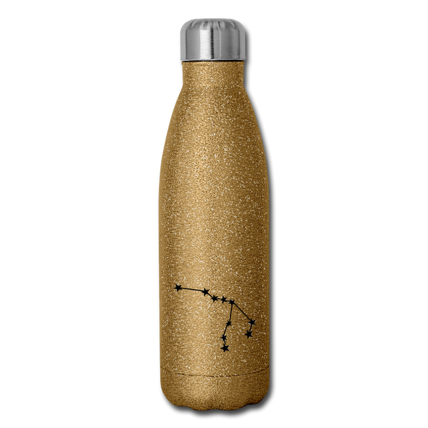 Insulated Stainless Steel Water Bottle - Aquarius - gold glitter