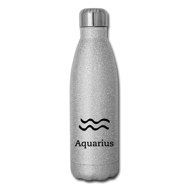 Insulated Stainless Steel Water Bottle - Aquarius - silver glitter