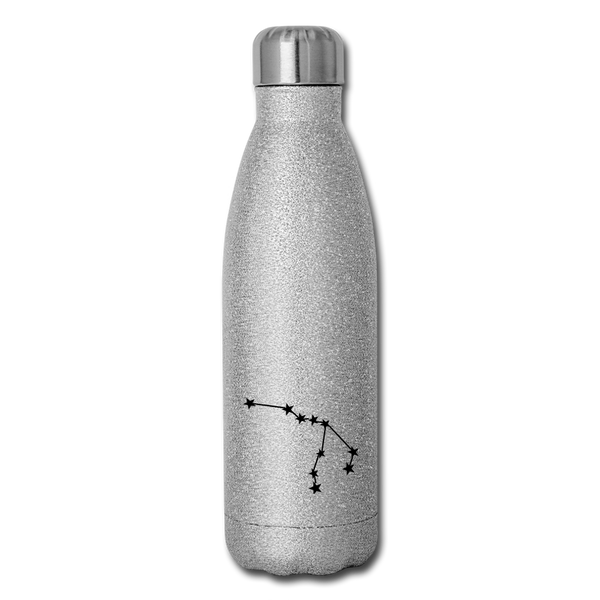 Insulated Stainless Steel Water Bottle - Aquarius - silver glitter