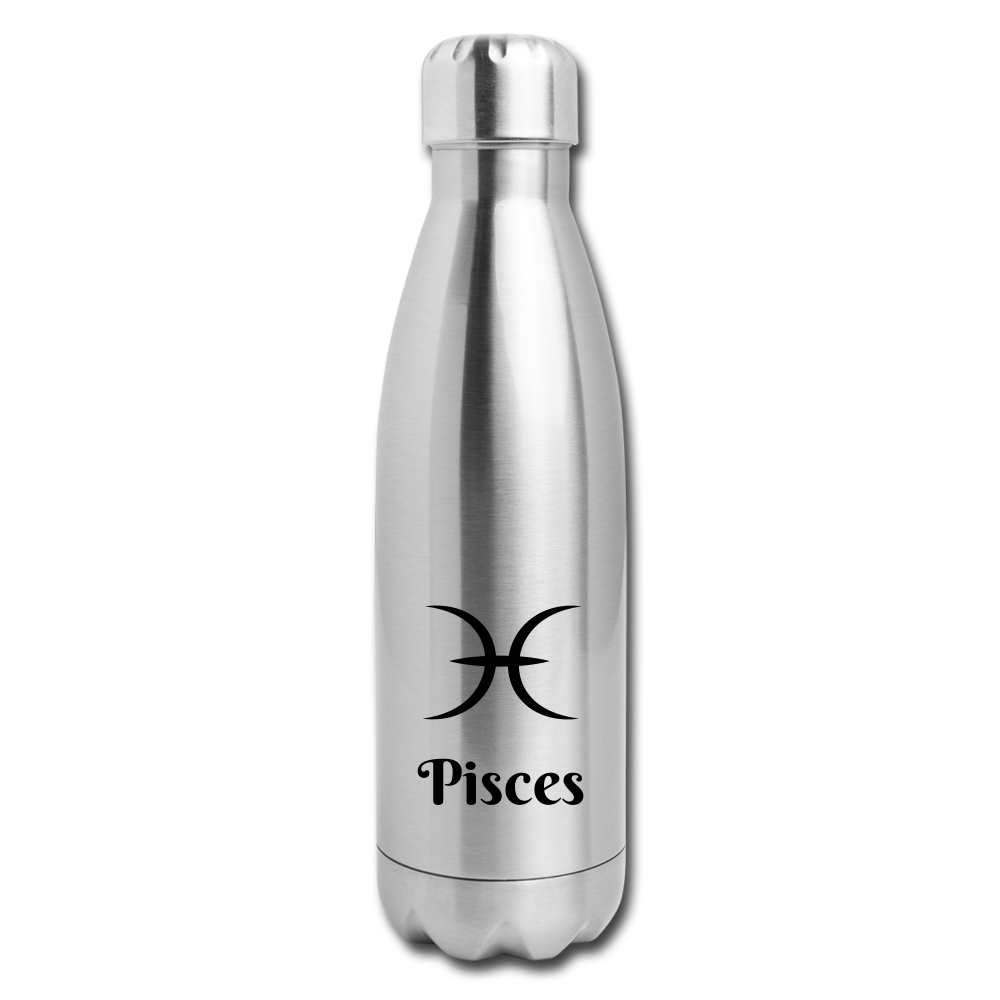 Insulated Stainless Steel Water Bottle - Pisces - silver
