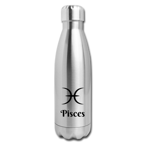 Insulated Stainless Steel Water Bottle - Pisces - silver