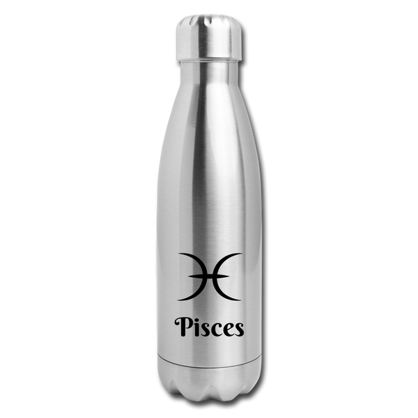 Insulated Stainless Steel Water Bottle - Pisces - silver