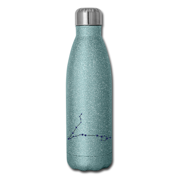 Insulated Stainless Steel Water Bottle - Pisces - turquoise glitter