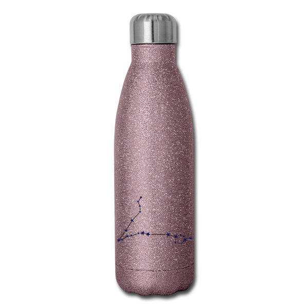 Insulated Stainless Steel Water Bottle - Pisces - pink glitter