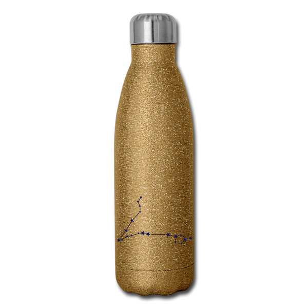 Insulated Stainless Steel Water Bottle - Pisces - gold glitter