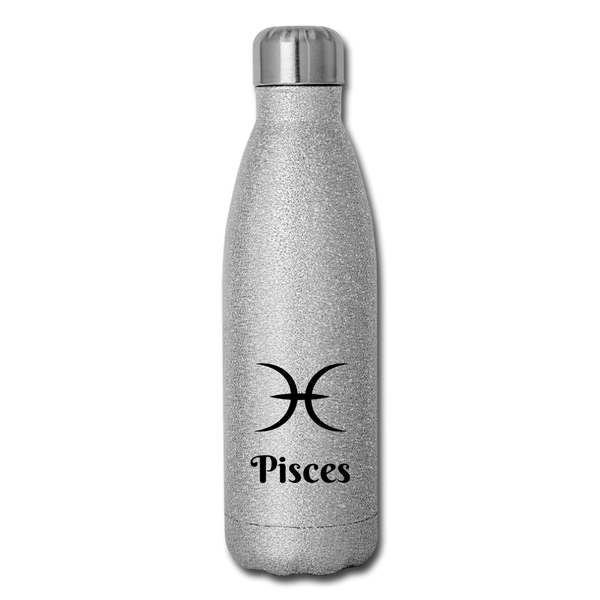 Insulated Stainless Steel Water Bottle - Pisces - silver glitter