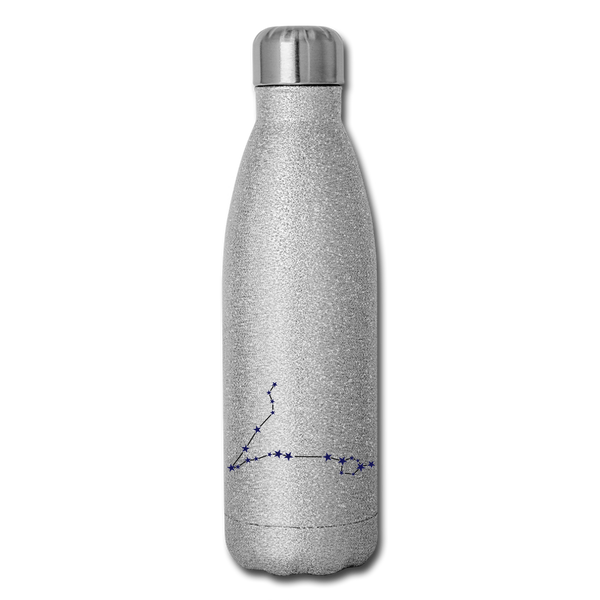 Insulated Stainless Steel Water Bottle - Pisces - silver glitter