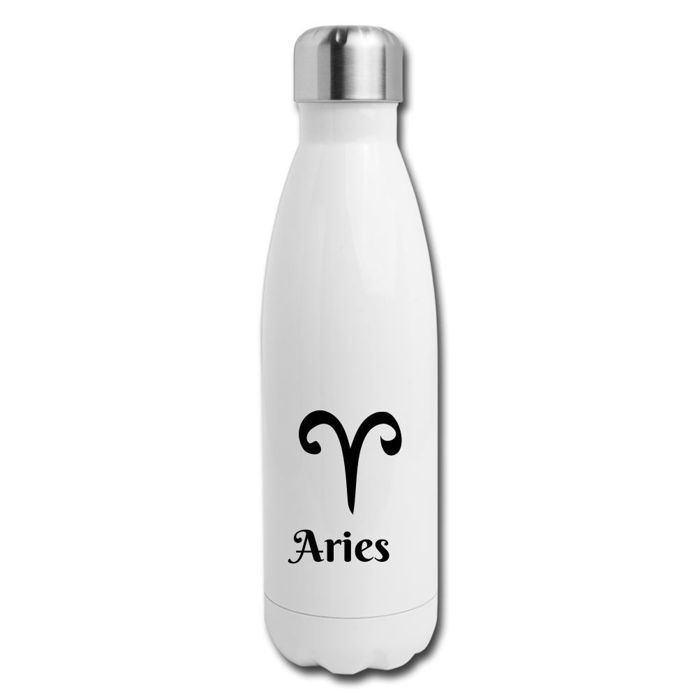 Insulated Stainless Steel Water Bottle - Aries - white