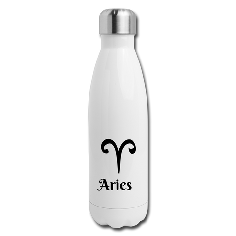 Insulated Stainless Steel Water Bottle - Aries - white