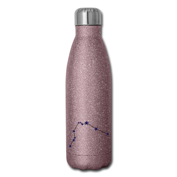 Insulated Stainless Steel Water Bottle - Aries - pink glitter