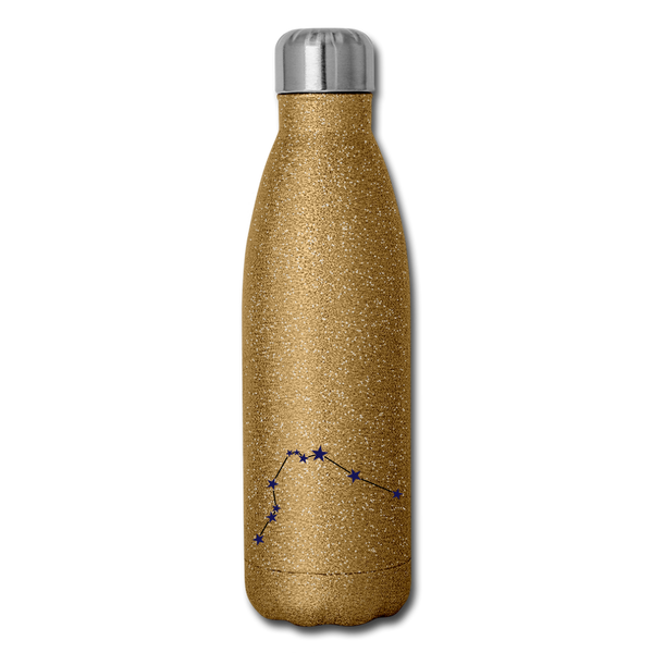 Insulated Stainless Steel Water Bottle - Aries - gold glitter