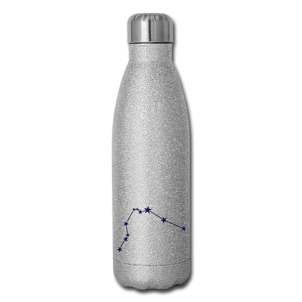 Insulated Stainless Steel Water Bottle - Aries - silver glitter