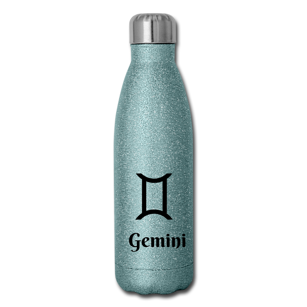 Insulated Stainless Steel Water Bottle - Gemini - turquoise glitter