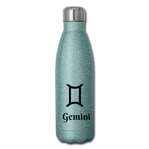 Insulated Stainless Steel Water Bottle - Gemini - turquoise glitter