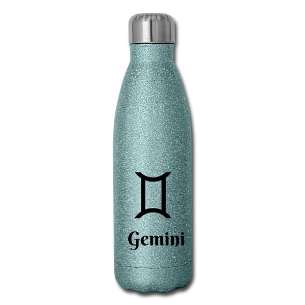 Insulated Stainless Steel Water Bottle - Gemini - turquoise glitter