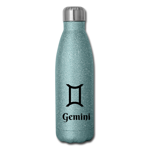 Insulated Stainless Steel Water Bottle - Gemini - turquoise glitter