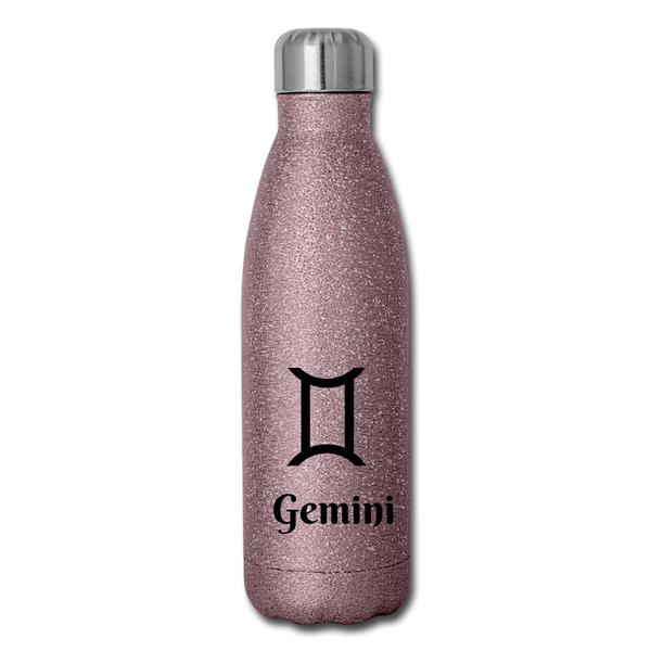 Insulated Stainless Steel Water Bottle - Gemini - pink glitter