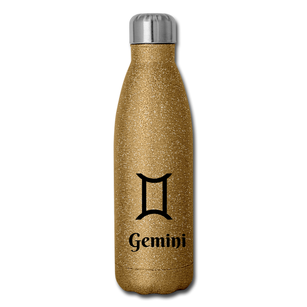 Insulated Stainless Steel Water Bottle - Gemini - gold glitter