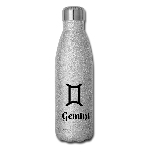 Insulated Stainless Steel Water Bottle - Gemini - silver glitter