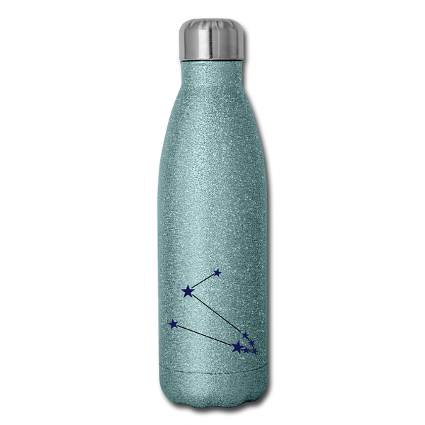 Insulated Stainless Steel Water Bottle - Taurus - turquoise glitter