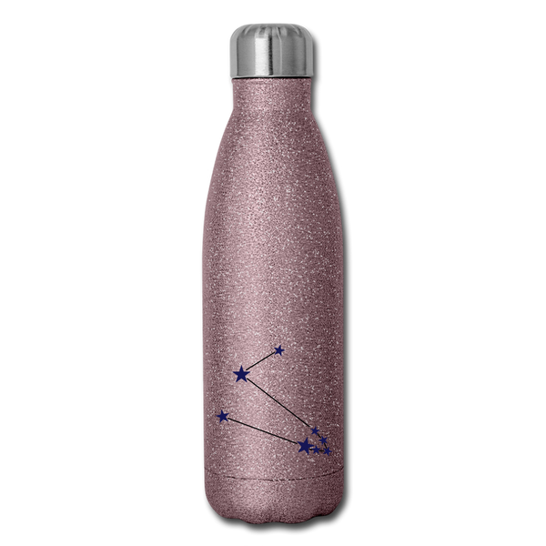 Insulated Stainless Steel Water Bottle - Taurus - pink glitter