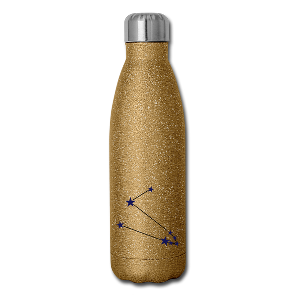 Insulated Stainless Steel Water Bottle - Taurus - gold glitter