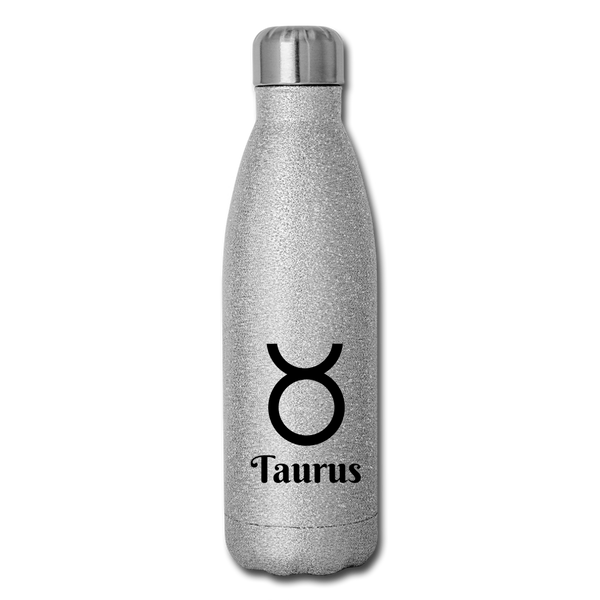 Insulated Stainless Steel Water Bottle - Taurus - silver glitter