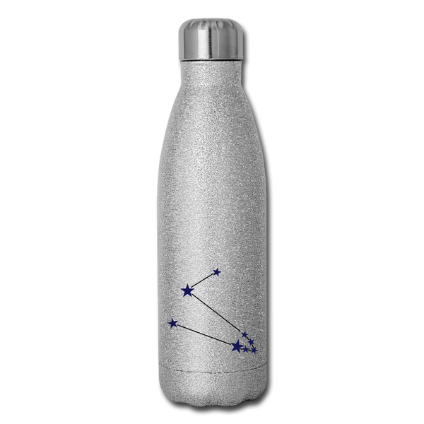 Insulated Stainless Steel Water Bottle - Taurus - silver glitter