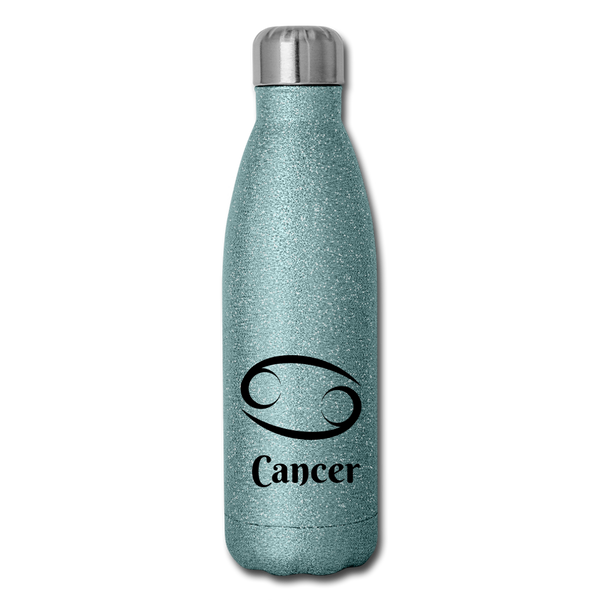 Insulated Stainless Steel Water Bottle Cancer - turquoise glitter